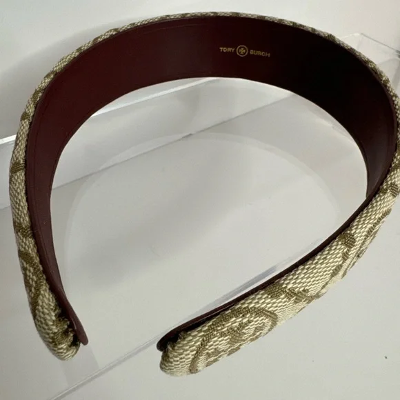 Tory Burch New T Monogram Canvas Headband Hazel - Picture 8 of 11